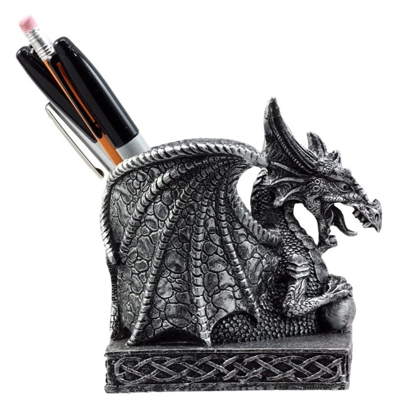 Ebros Gift Shenlong Spirit Dragon Orb Stationery Holder Figurine 4.75" H Office Desktop Accessory Pen Organizer - Image 3